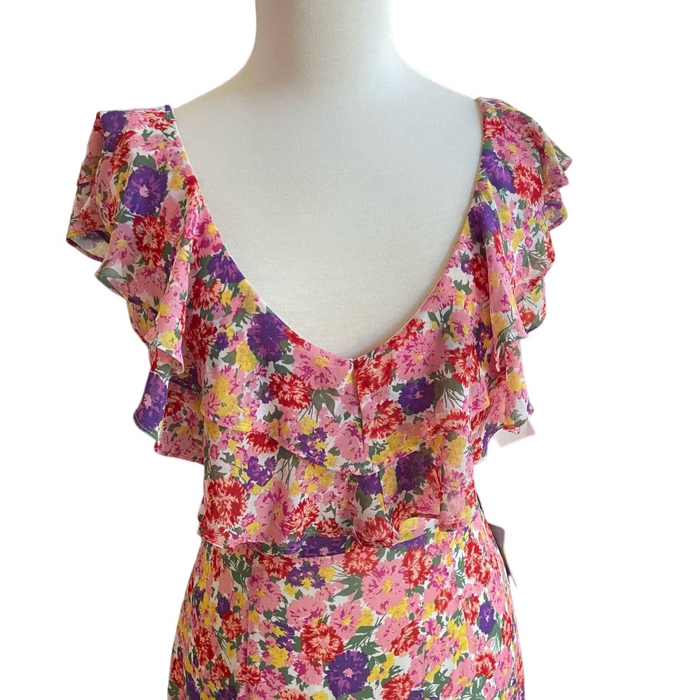 NWT WAYF Chelsea Tiered Ruffle Maxi Dress Rainbow Carnations Size Small Tiered - Picture 7 of 16